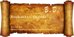 Boskovitz Dezső névjegykártya